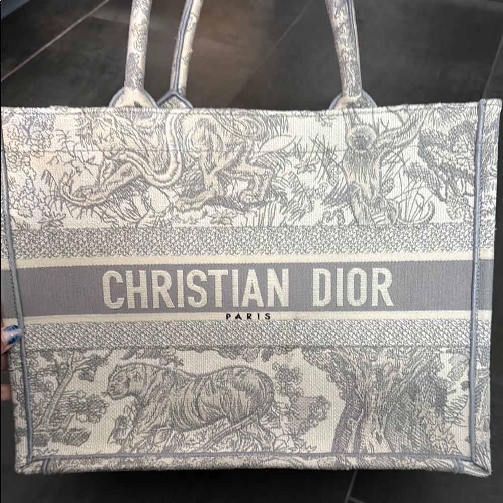 Dior Gray and Cream Tote Bag